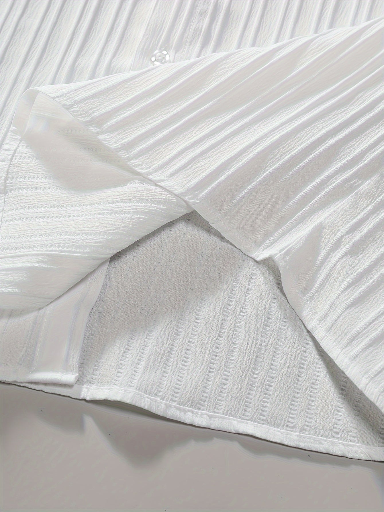 Men's Summer Casual Short Sleeve Shirt with Solid Color Stripes Breathable Polyester