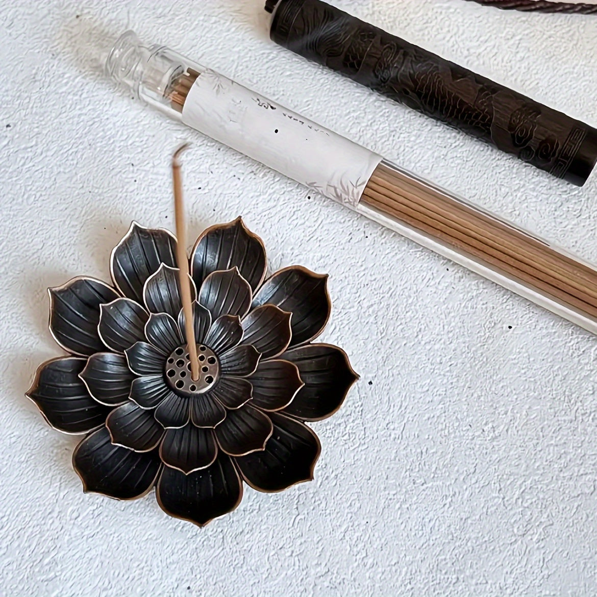 Metal Lotus Flower Incense Holder 3-Tier Zen Burner for Aromatherapy and Meditation