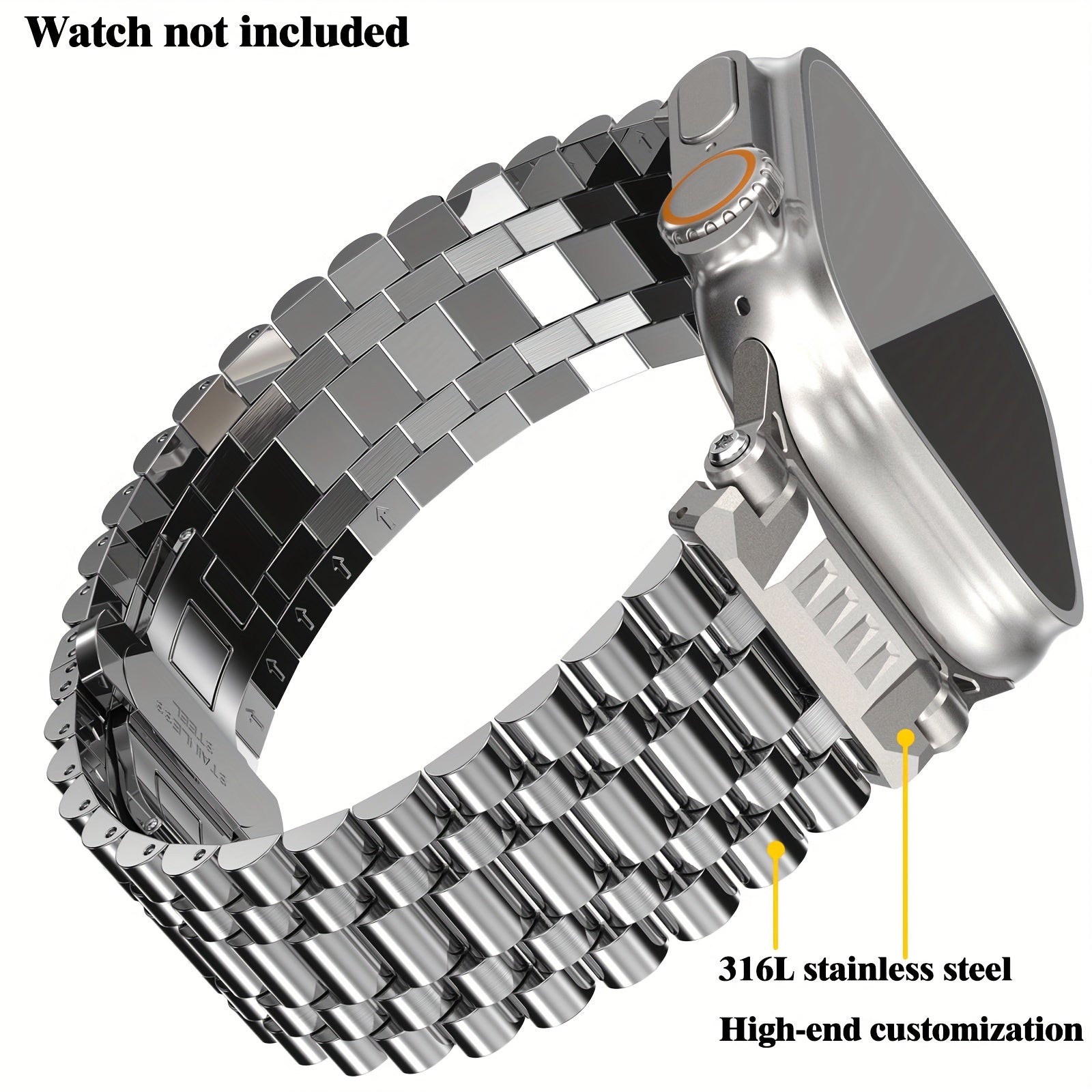 316L Stainless Steel Connector Strap for Apple Watch Bands 42-49mm Series 1-10