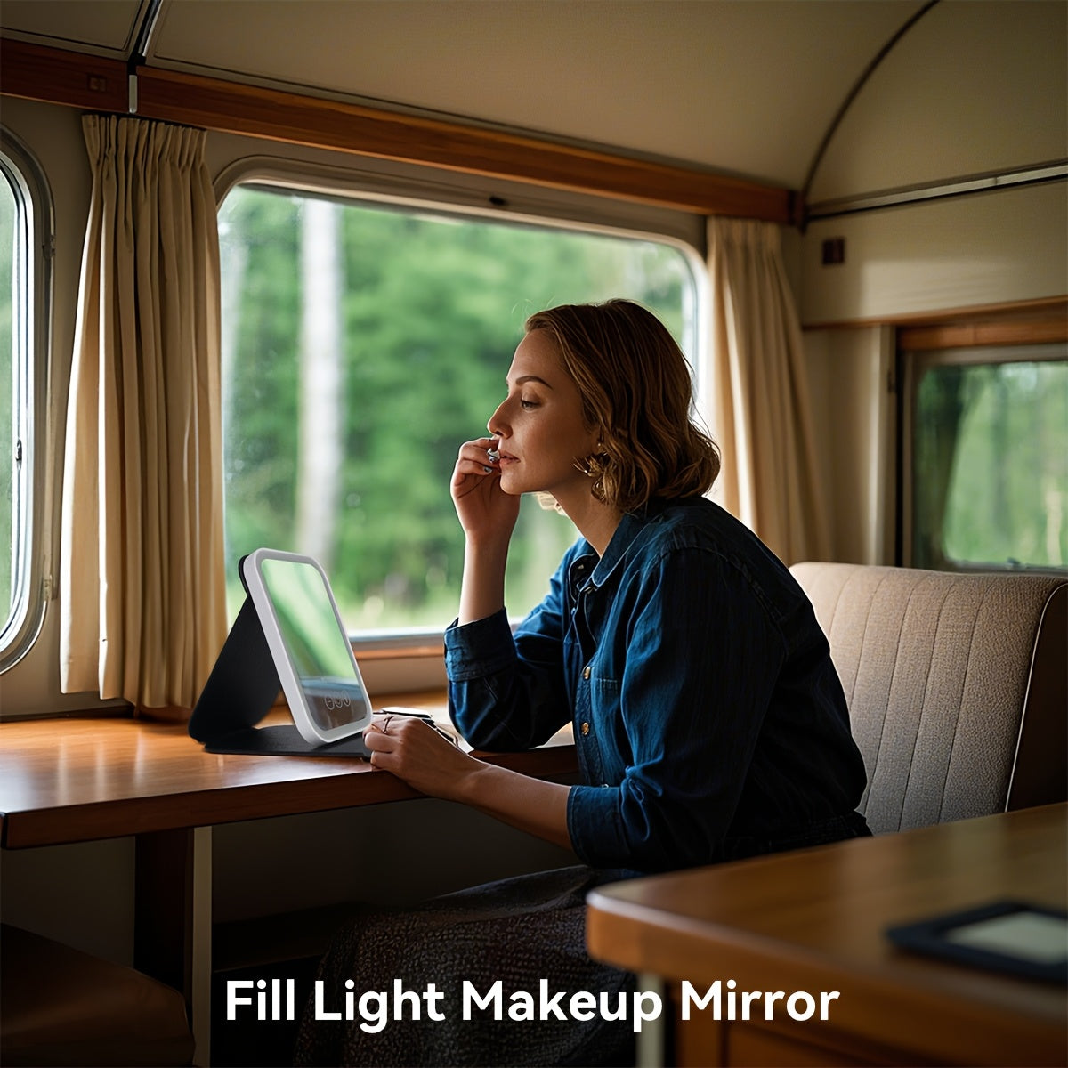 HOTU Portativ Makiyaj Oyna, Yoritish uchun 3 Rang, Dimmerli Sensorli Ekran, Zaryadlanadigan LED Oyna