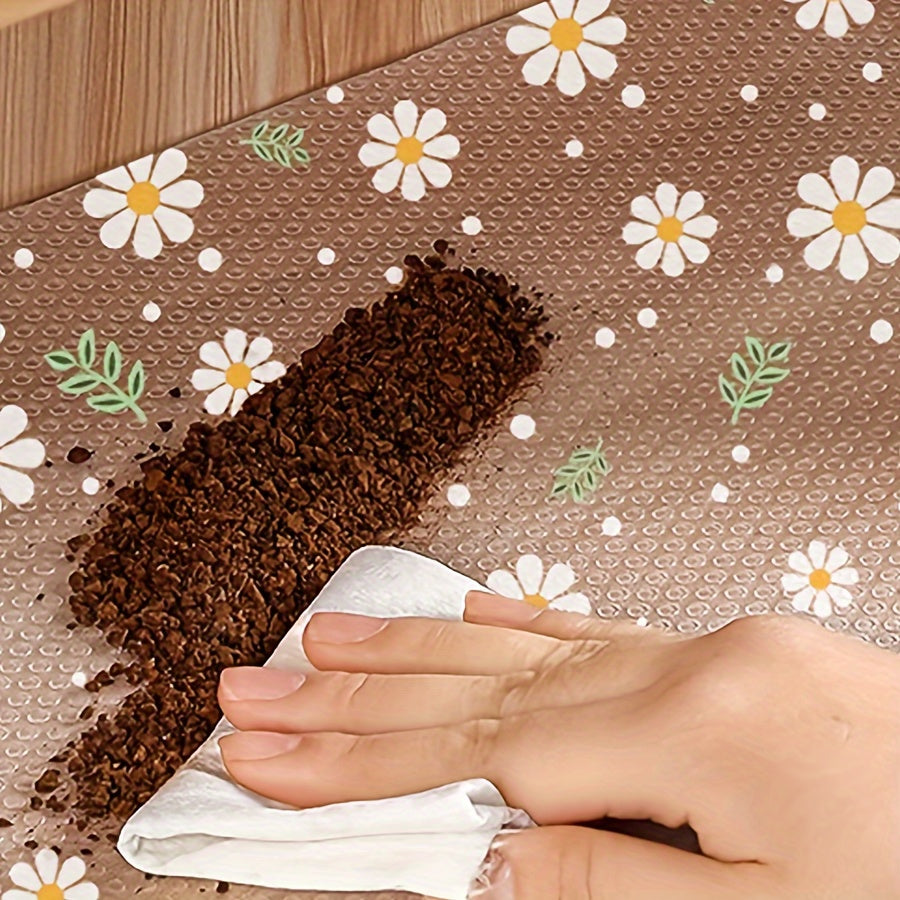 Floral EVA Shelf Liner Non-Slip Moisture-Proof Dust-Proof Oil-Resistant for Kitchen Wardrobe Shoe Cabinet