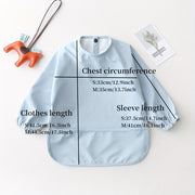 Baby Bib Long-Sleeved PU Smock Waterproof Feeding Bib for Infants and Toddlers