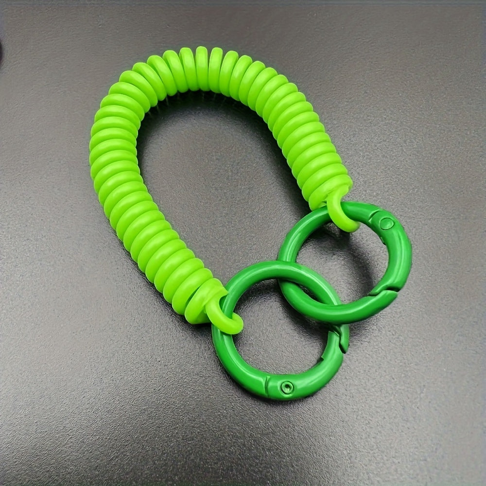 Set of 2 Vibrant Spring Coil Keychains with Dual Clasps, Phone Lanyard, Card Holder
