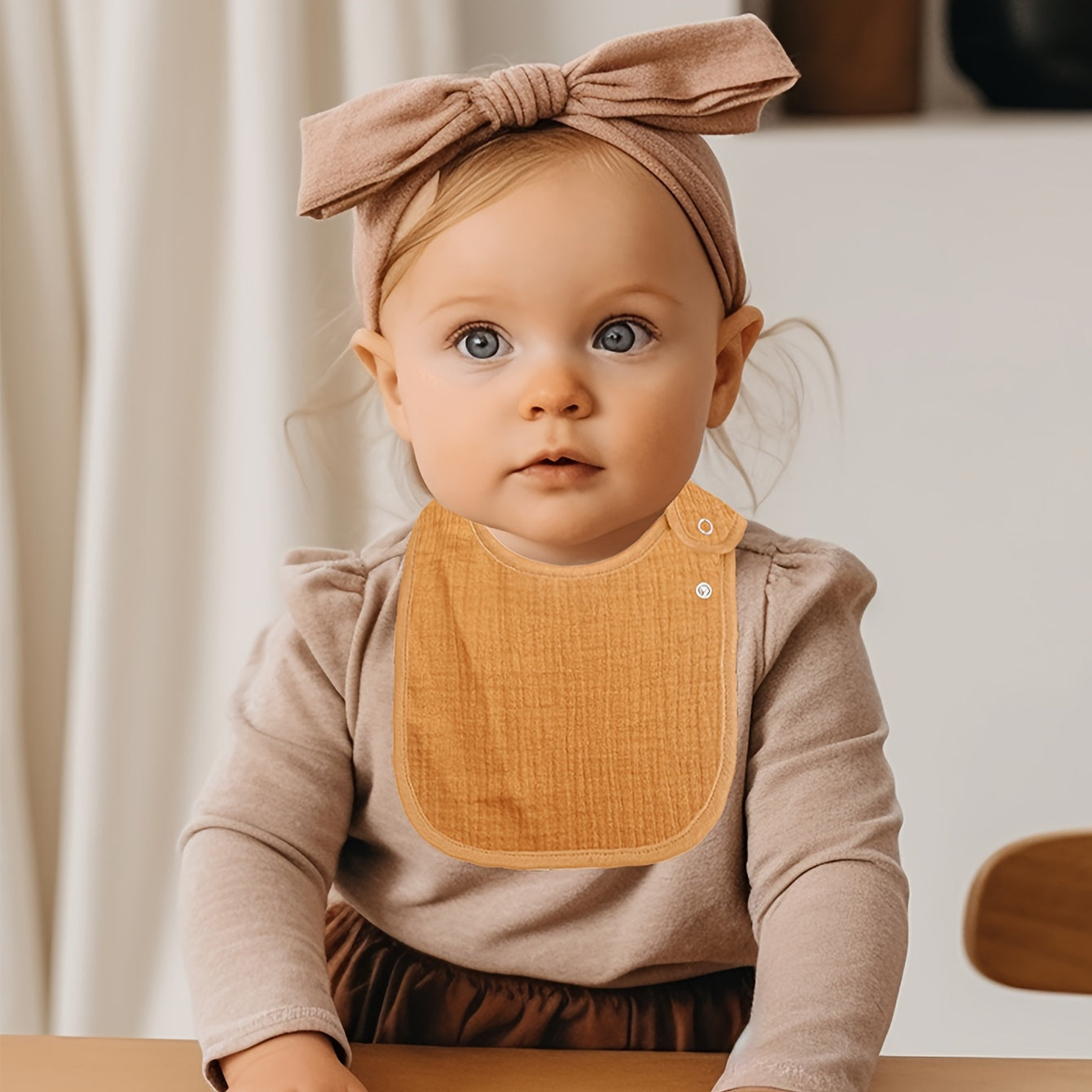 Set of 8 Cotton Gauze Baby Bibs Absorbent Breathable Soft Multi-Color Adjustable Snap