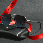 Erkaklar uchun katta moda ko‘zoynaklari, kumush kulrang, ko‘k, anti-yorug‘lik, mis qotishmasi, kundalik, yarim ramka