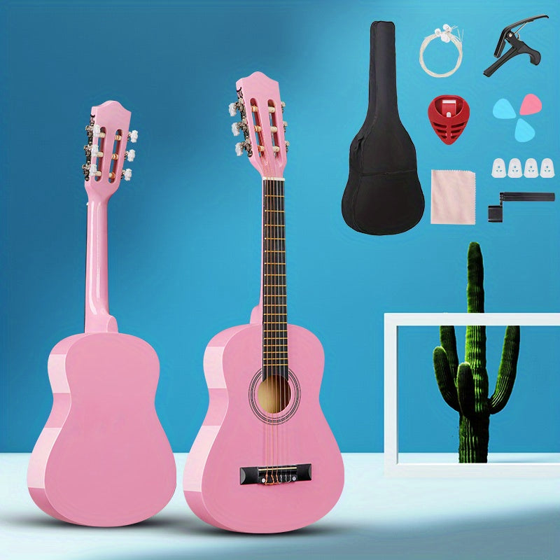 Kit de guitarra acústica clásica para adultos y adolescentes de 30/38 pulgadas con púas, bolsa y estuche