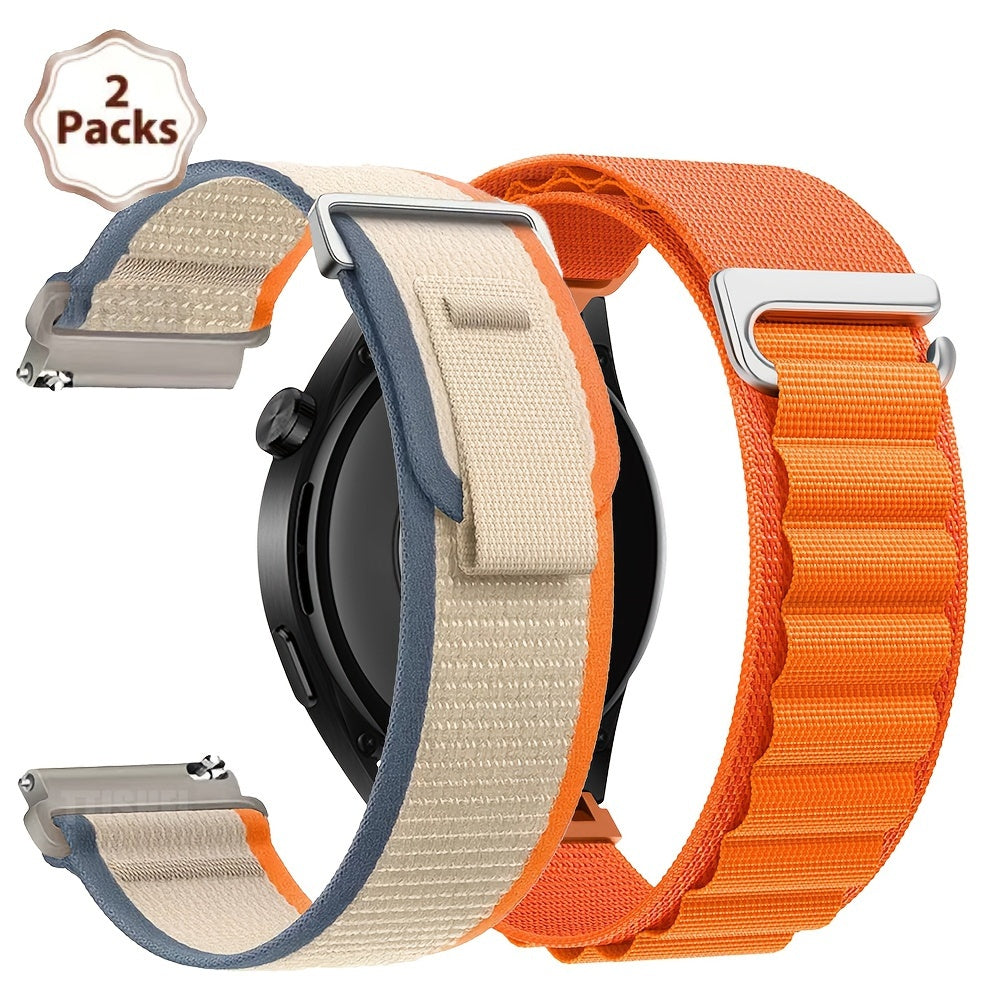 2-Pack de correas de nylon para reloj 20mm 22mm, bandas deportivas resistentes al agua para smartwatches