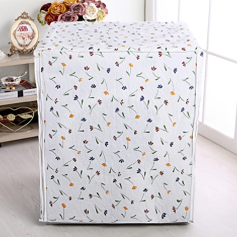 Durable Floral PEVA Washing Machine Cover for Front-Loading Models UV-Resistant Balcony Protection