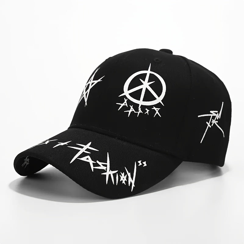 Gorra snapback de algodón con diseño de estrella y círculo y costuras en bloques de color para uso casual