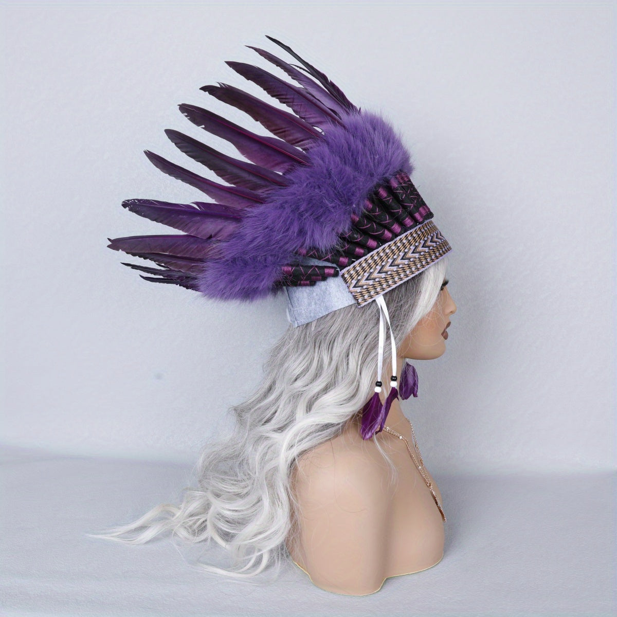 Women’s Funky Headband with Textile Feather for Halloween and Stage Performances