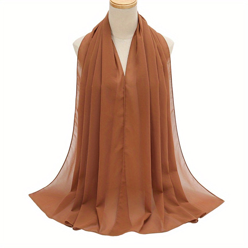 Black and White Chiffon Hijab Lightweight Breathable Headscarf for Women