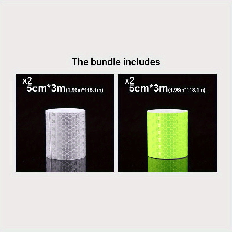 Cinta reflectante de seguridad con tira, película fluorescente de advertencia para bicicletas y coches