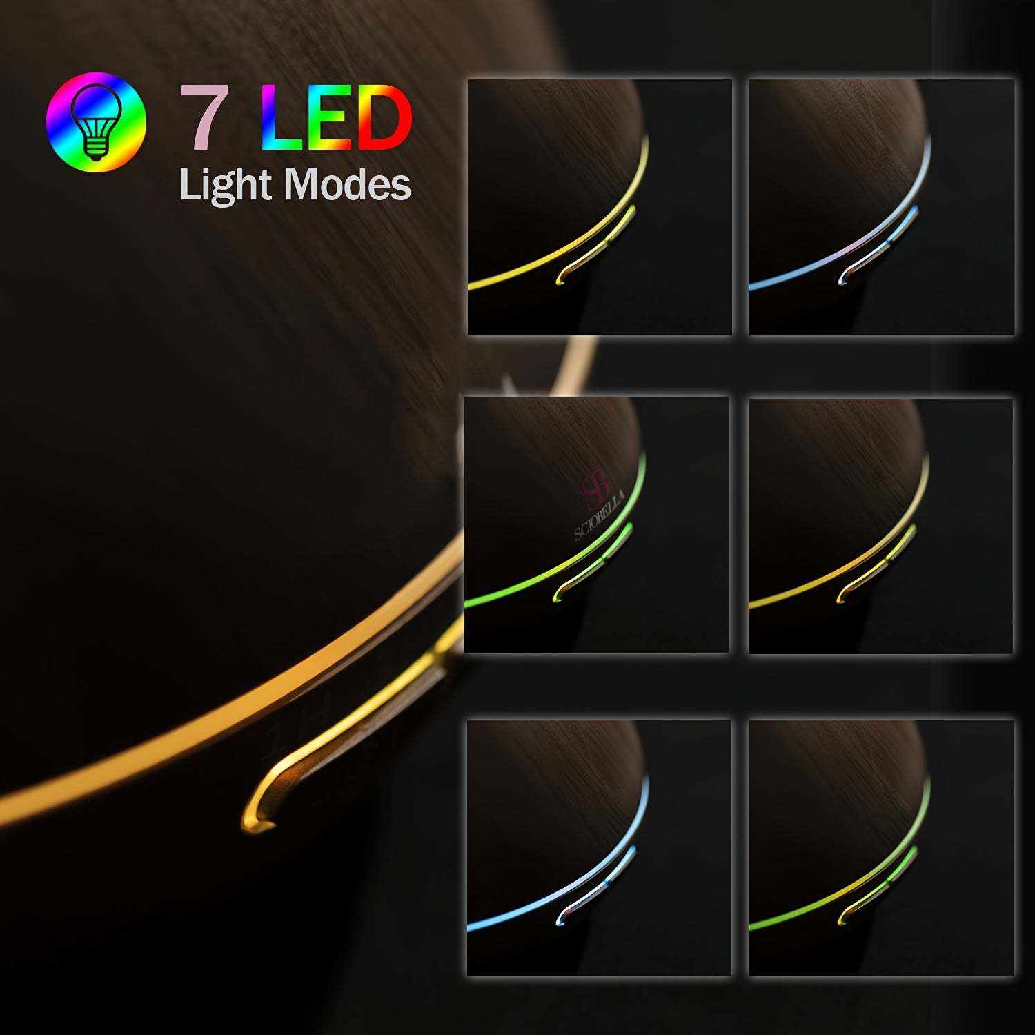 Ultrasonic Humidifier with Aromatherapy 550ml Water Tank LED Light Timer Quiet Cool Mist