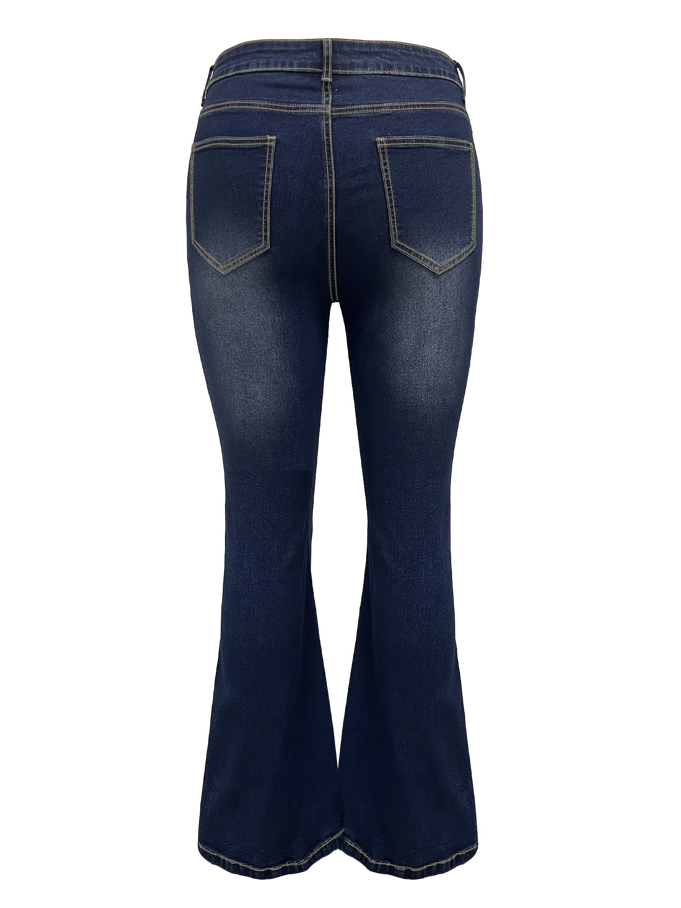 Women's Plus Size High-Waisted Jeans Solid Color All-Season Woven Fabric