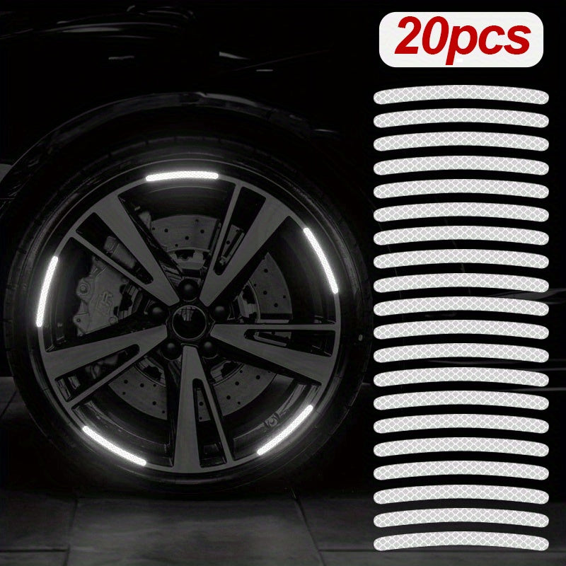 20 dona avtomobil g'ildirak markaziy yoritgichli yorqin oq rangli g'ildirak bezak chiziqlari