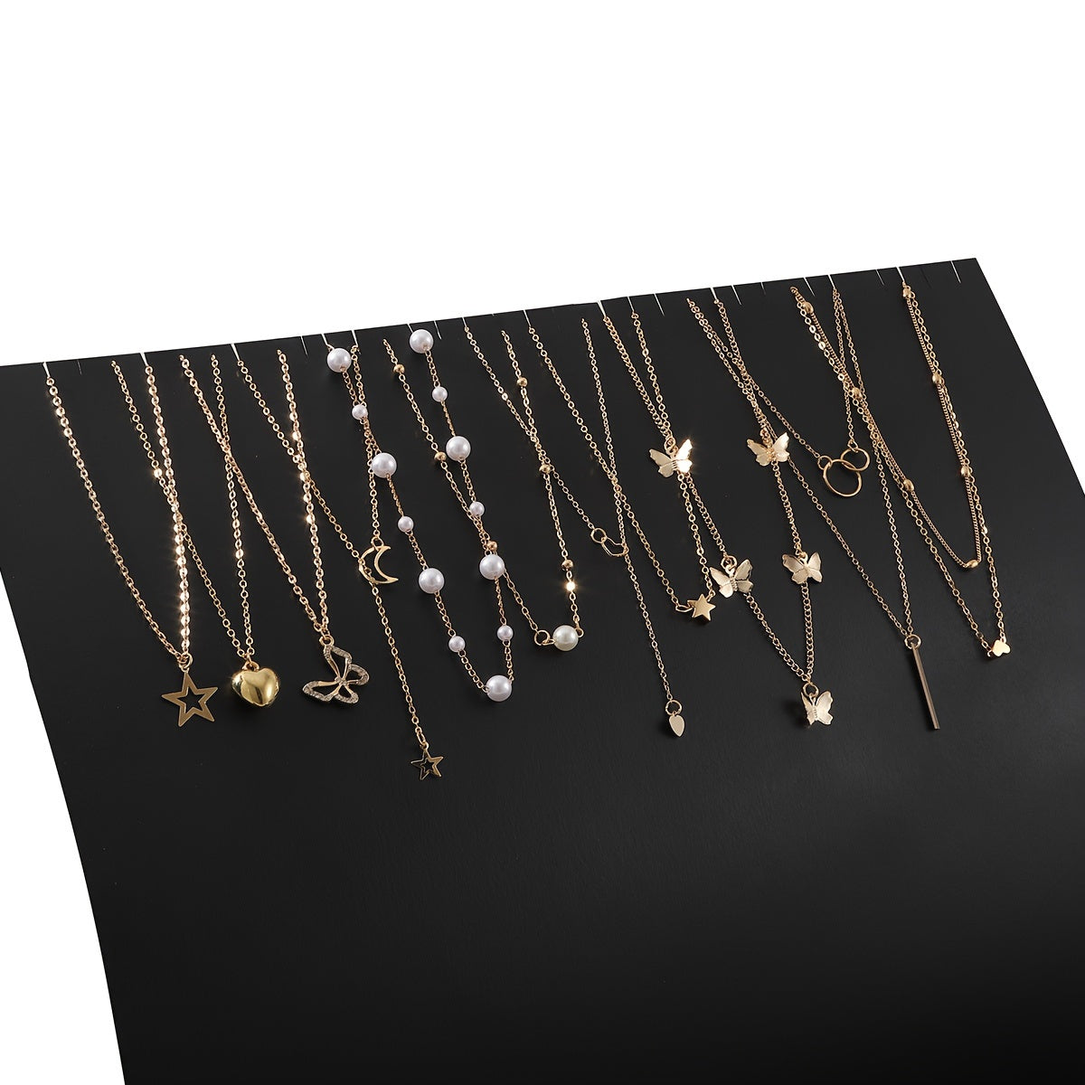 Conjunto de collar de 11 piezas con corazón y perlas falsas para mujeres, para combinar y regalar