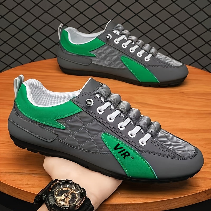 Zapatillas de lona para hombre con diseño de bloques de color, suela de goma antideslizante, casuales y para exteriores