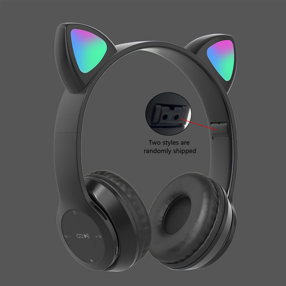 Wireless LED Cat Ear Headphones with Foldable Design Rechargeable Battery Volume Control