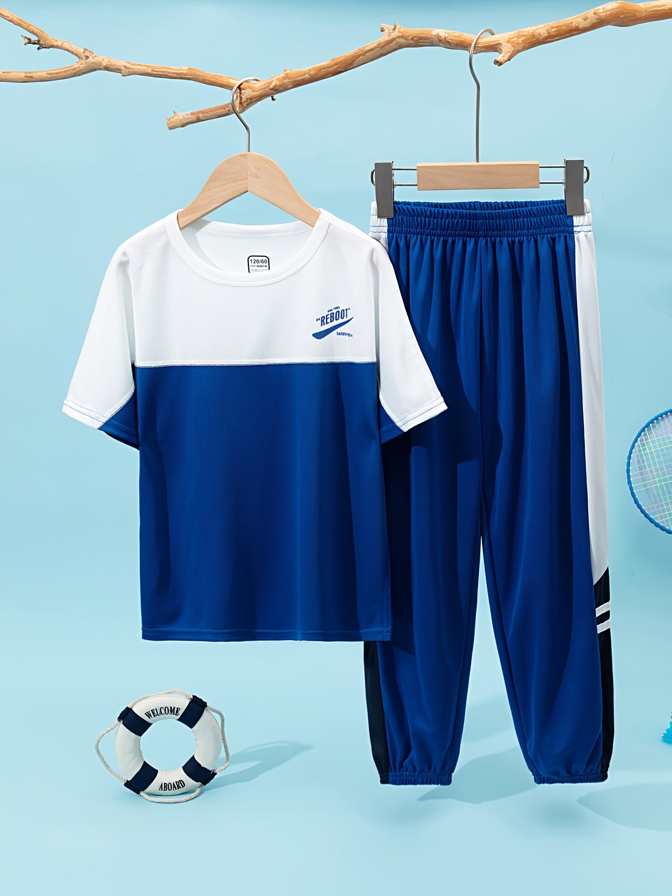 Boys Summer Sportswear Set Short Sleeve Tee and Long Pants Quick-Dry Athletic Outdoor Gear