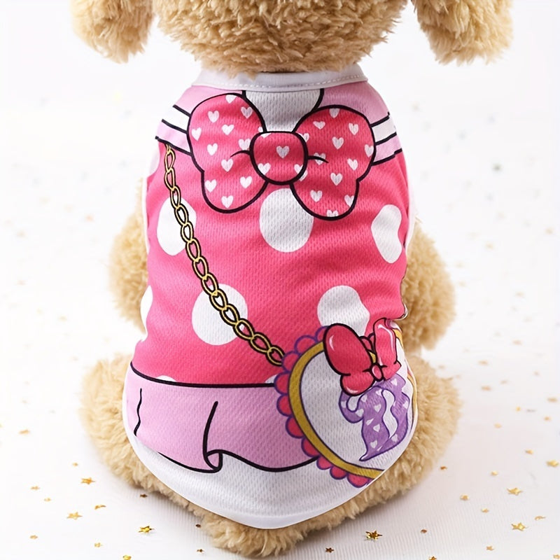 Camisetas de perro de dibujos animados adorables para razas pequeñas hechas de poliéster suave, camiseta de manga corta para perros