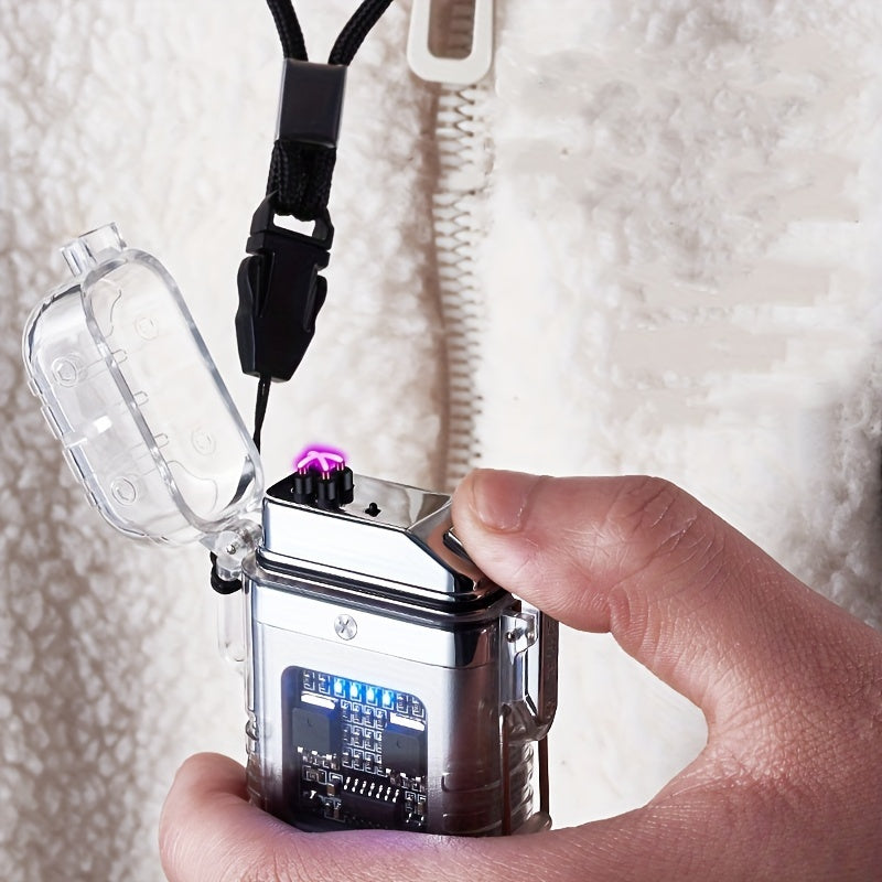 Encendedor recargable de arco de pulso de plasma unisex con linterna y diseño a prueba de viento