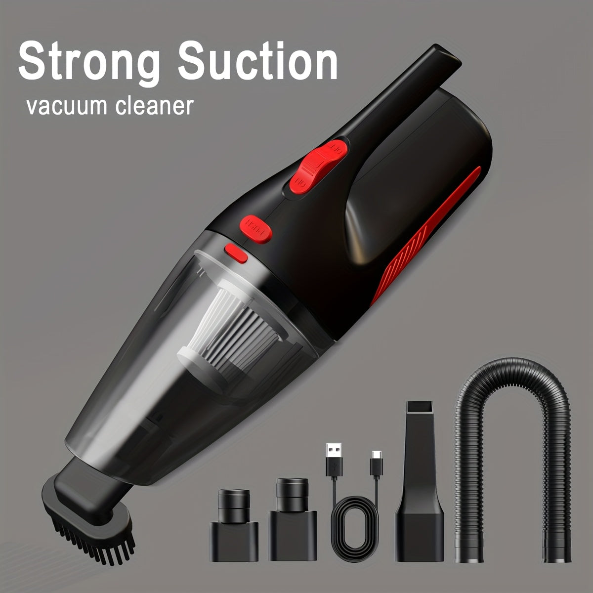 Cordless Handheld Vacuum Cleaner with Strong Suction and Crevice Tool