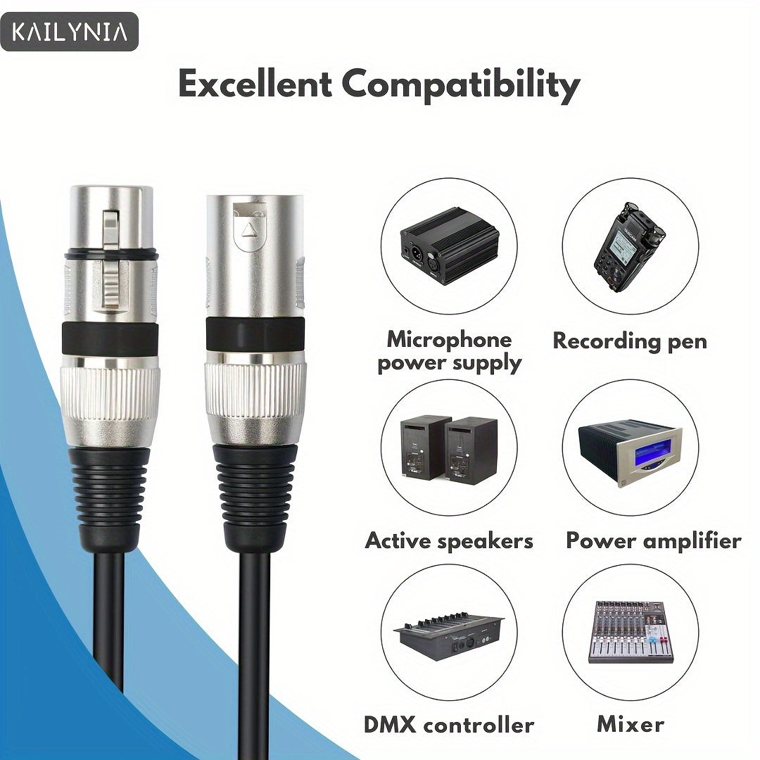 3-Pin Balanced XLR Audio Cable Male to Female Shielded for Microphones and Studio Use