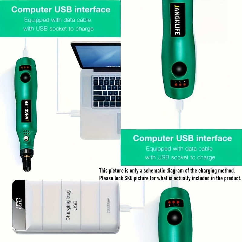 Cordless Mini Rotary Tool with Lithium Battery 3 Speeds USB Charging for Grinding Sanding Carving Polishing