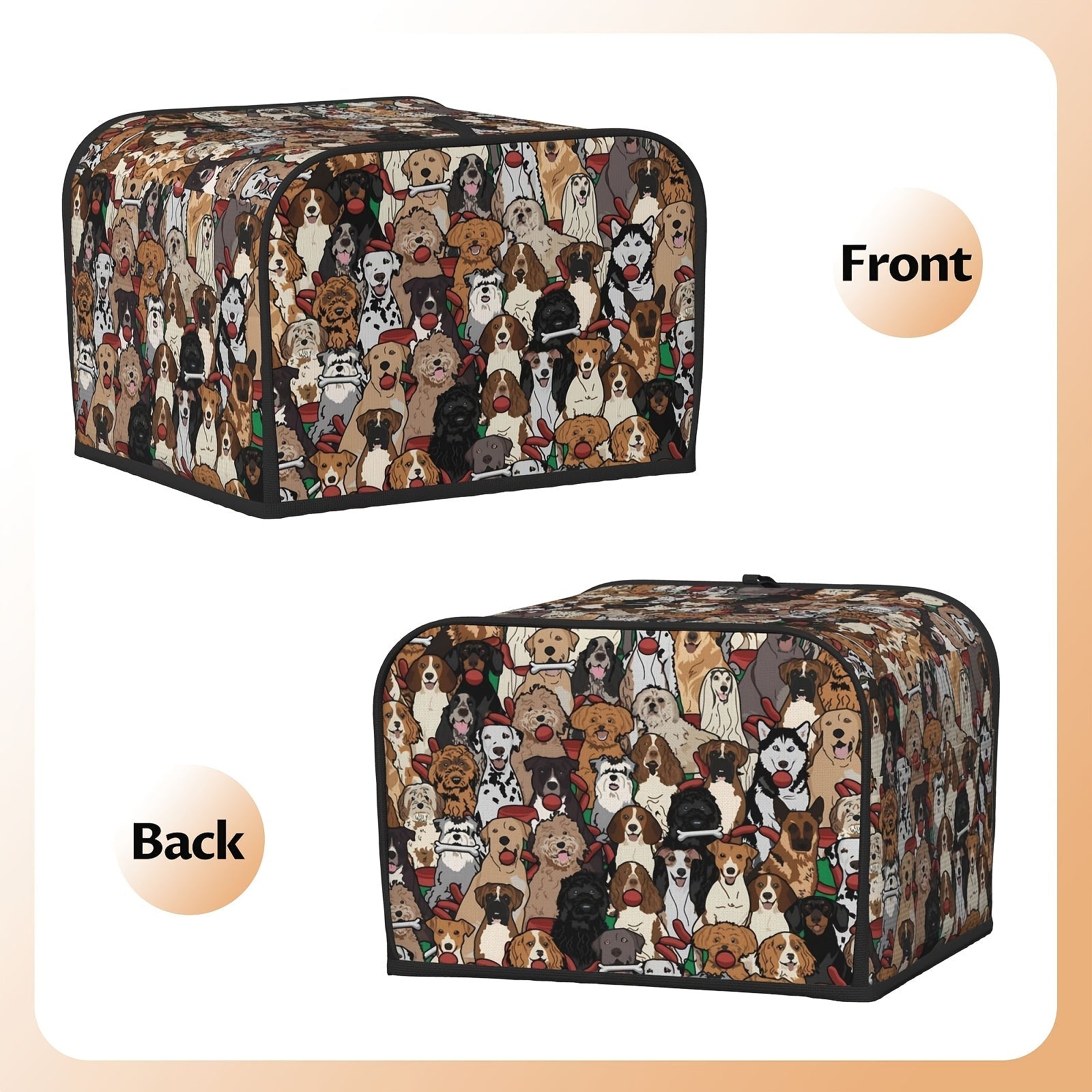 Cute Cartoon Dog Design Toaster Cover for 2-Slice Kitchen Appliance Dust Protector