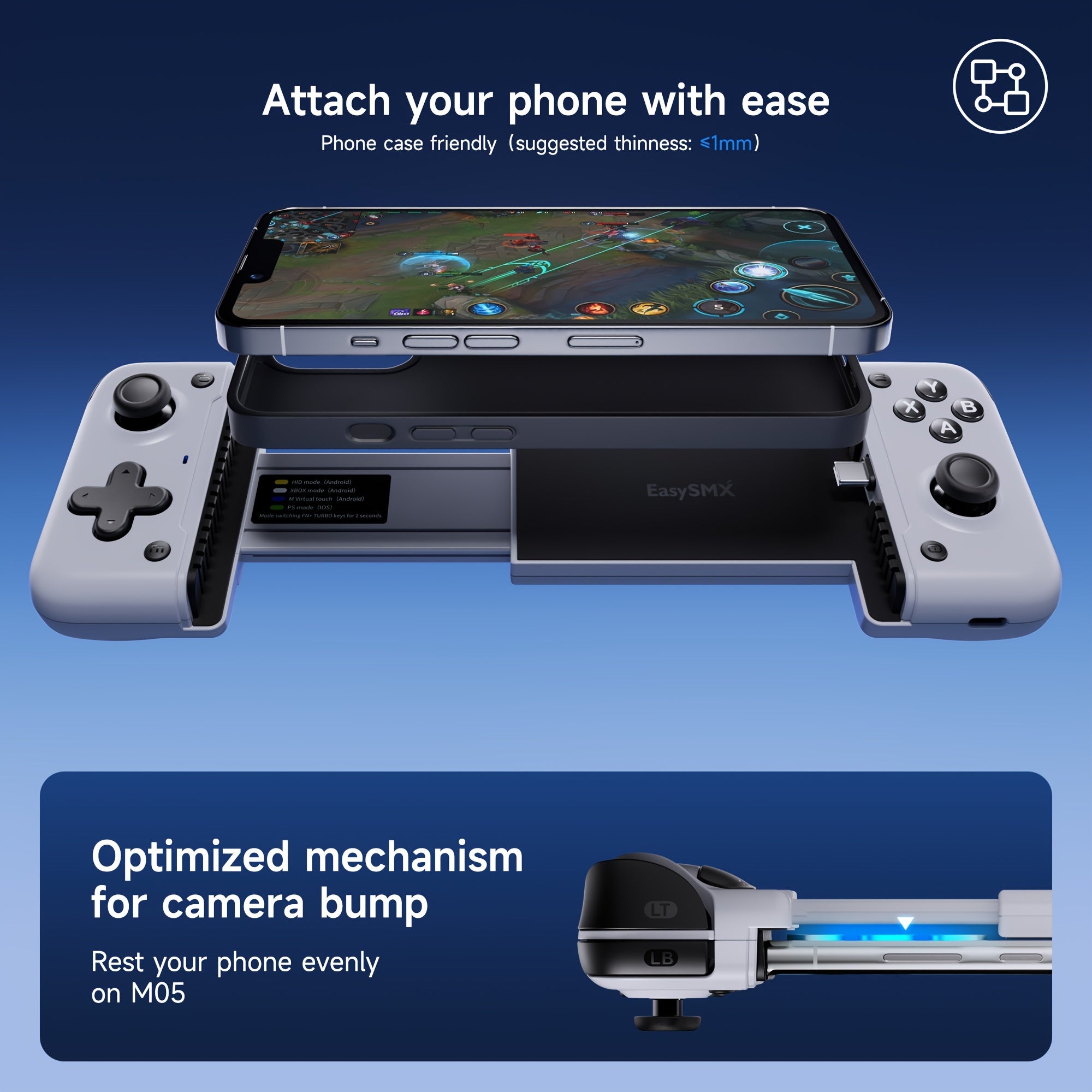 Wireless Gaming Controller for Android and iOS with Adjustable 500Hz Hall Triggers Turbo Burst Macro Recording