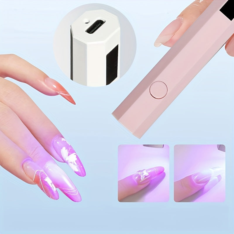 Rechargeable UV Nail Lamp with Digital Display Compact Portable White Mint Green