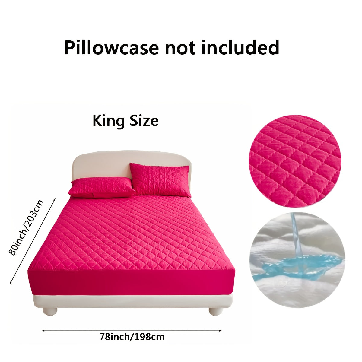 100% to'quv polyesterdan tayyorlangan diametrli qoplamali suv o'tkazmaydigan yostiq himoyachisi. Mashinada yuvish mumkin va bir nechta o'lchamlarda mavjud (yostiq qoplamalari kiritilmagan).