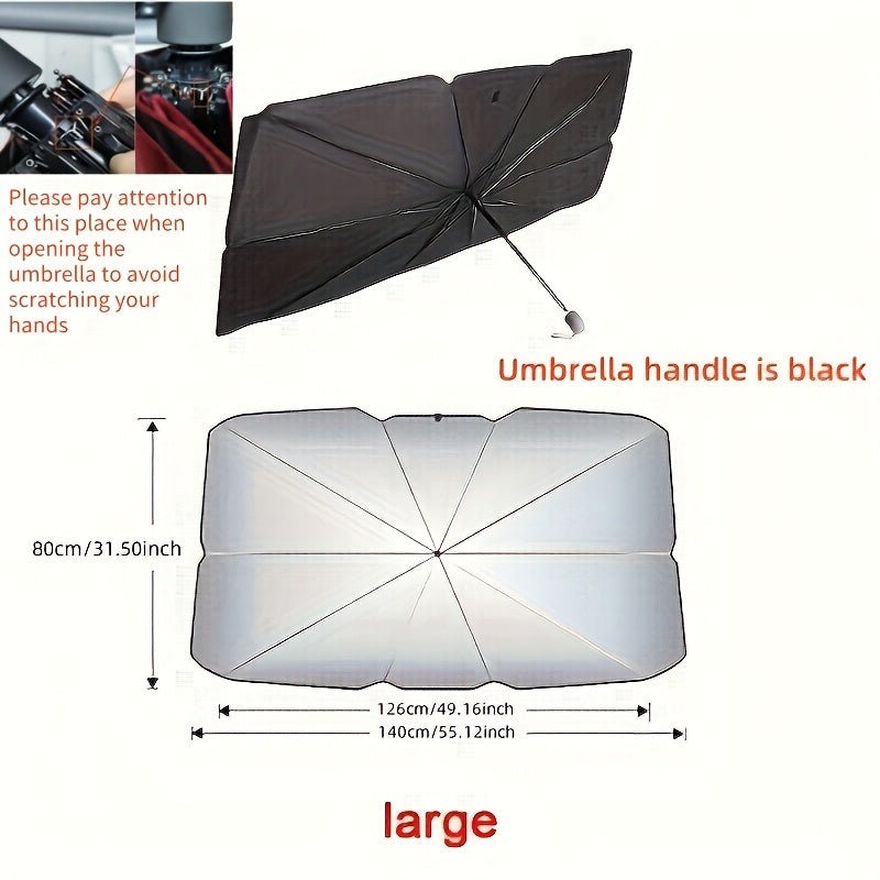 Car Sunshade Foldable UV Protection Windshield Parasol Black