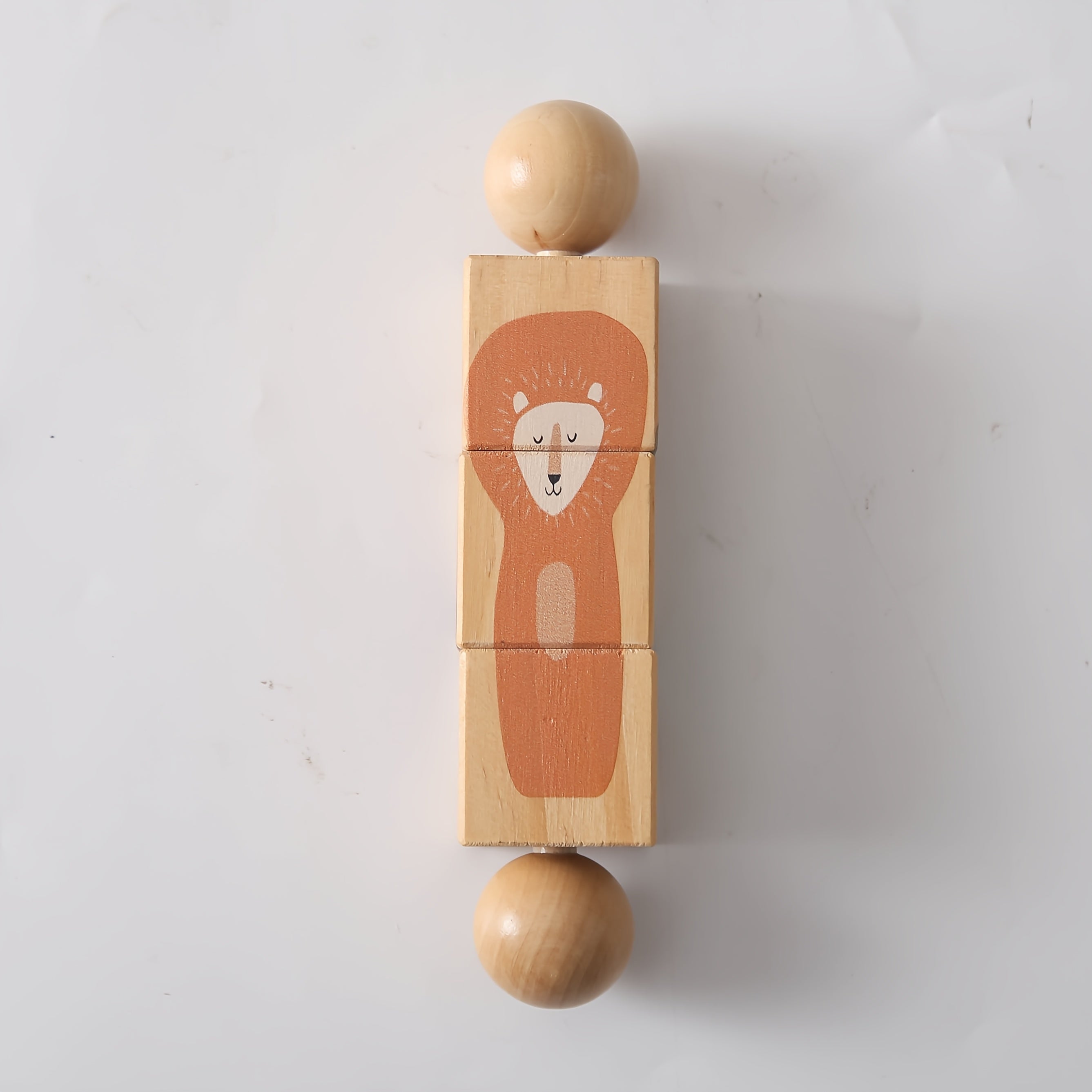 Yog‘och bolalar o‘yinchoqlari hayvon shakli moslashtirish pazzli, shovqin va aylanadigan funksiyalar bilan