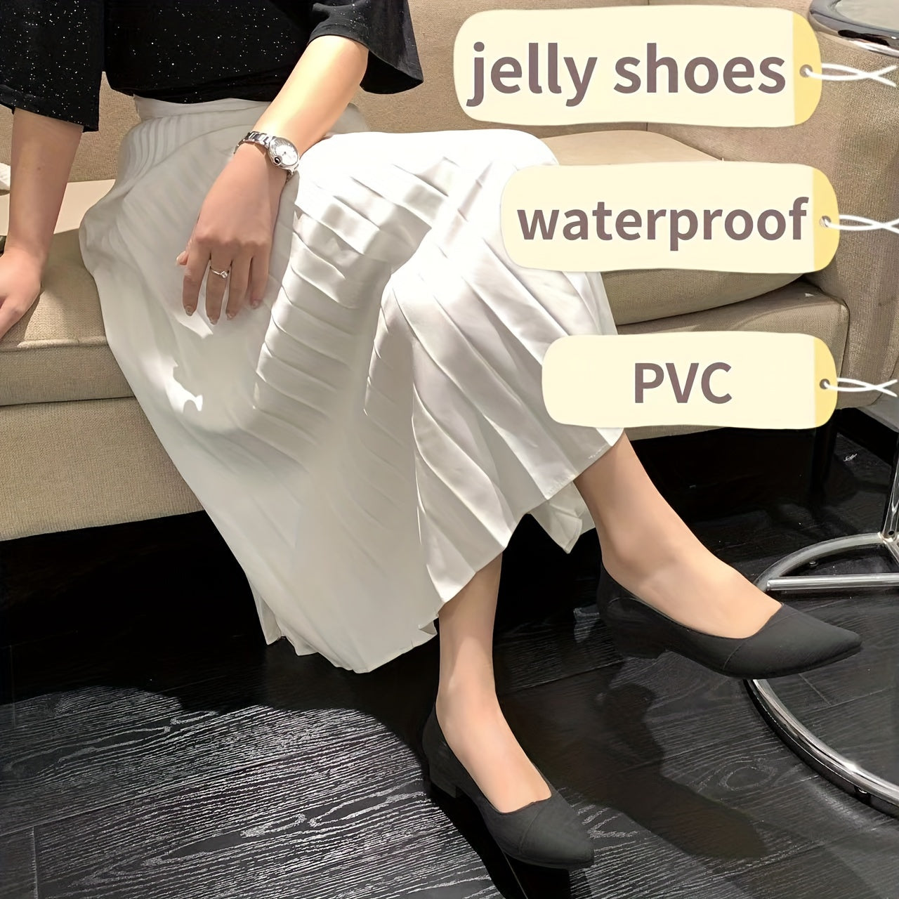 Women’s Solid Color Chunky Heels Casual Point Toe Slip-On Pumps