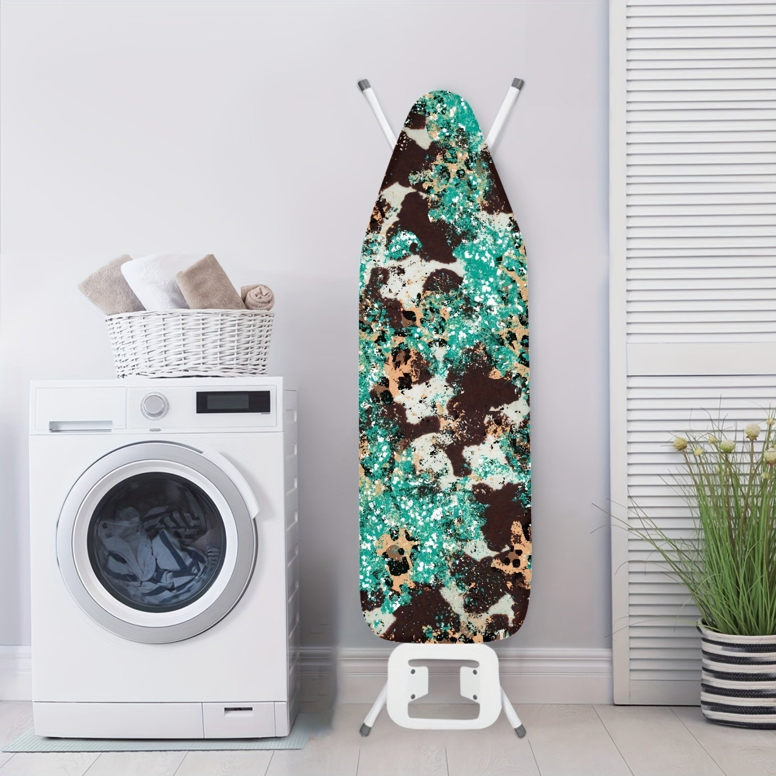 Retro Western Pattern Ironing Table Cover with Cow Leopard Sequin Anti-Scalding