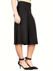 Pantalones Capri de pierna ancha para mujer de tallas grandes, casuales, de cintura alta, verano