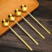 Set of 4 Stainless Steel Coffee Spoons with Long Handles for Stirring and Desserts