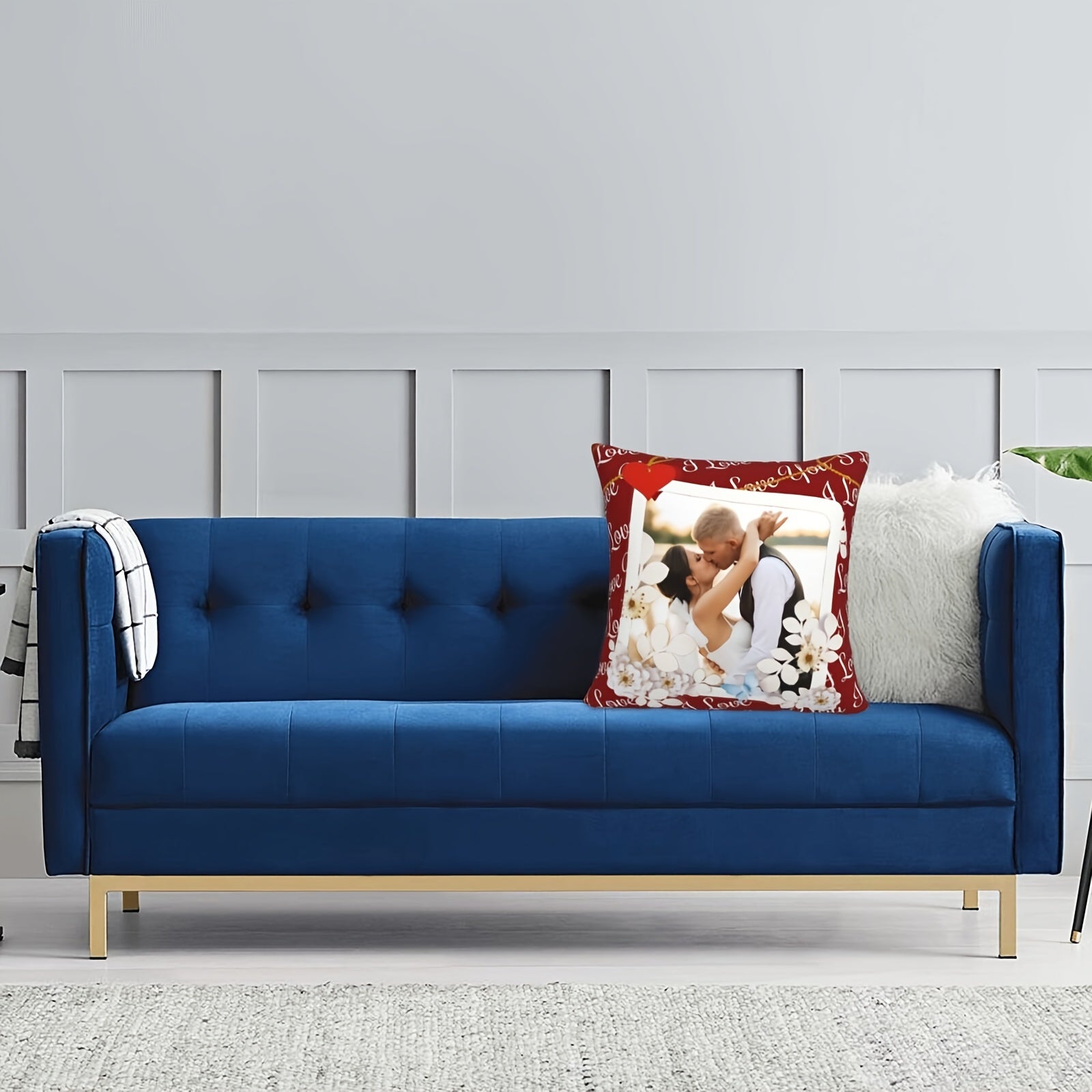 Personalized Love Photo Pillow for Couples Wedding Valentine's Day Soft Polyester Cushion