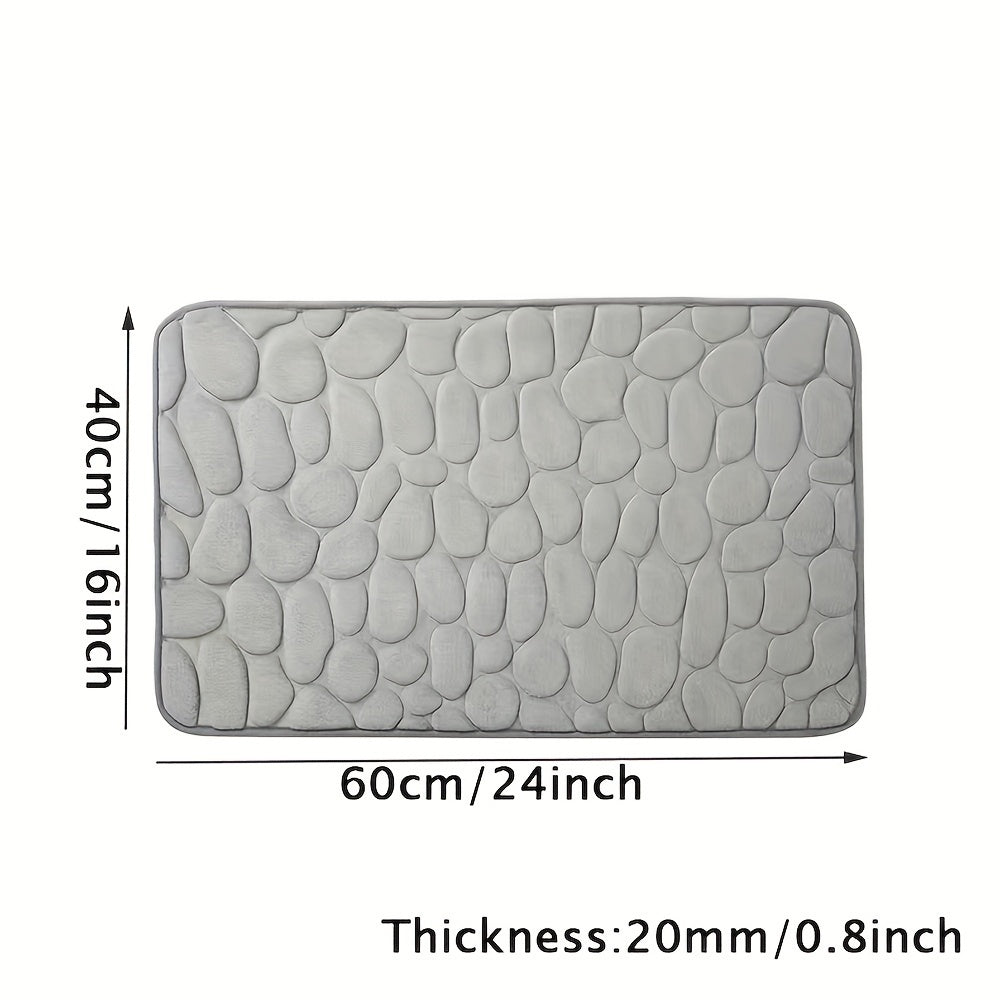 Pebble Embossed Memory Foam Bath Mat Non-Slip Quick-Drying Bathroom Rug