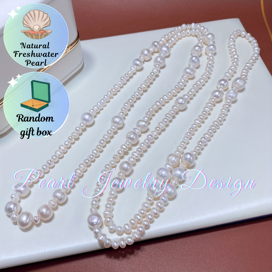 Women’s Freshwater Pearl Necklace Long Minimalist Sweater Chain Gift