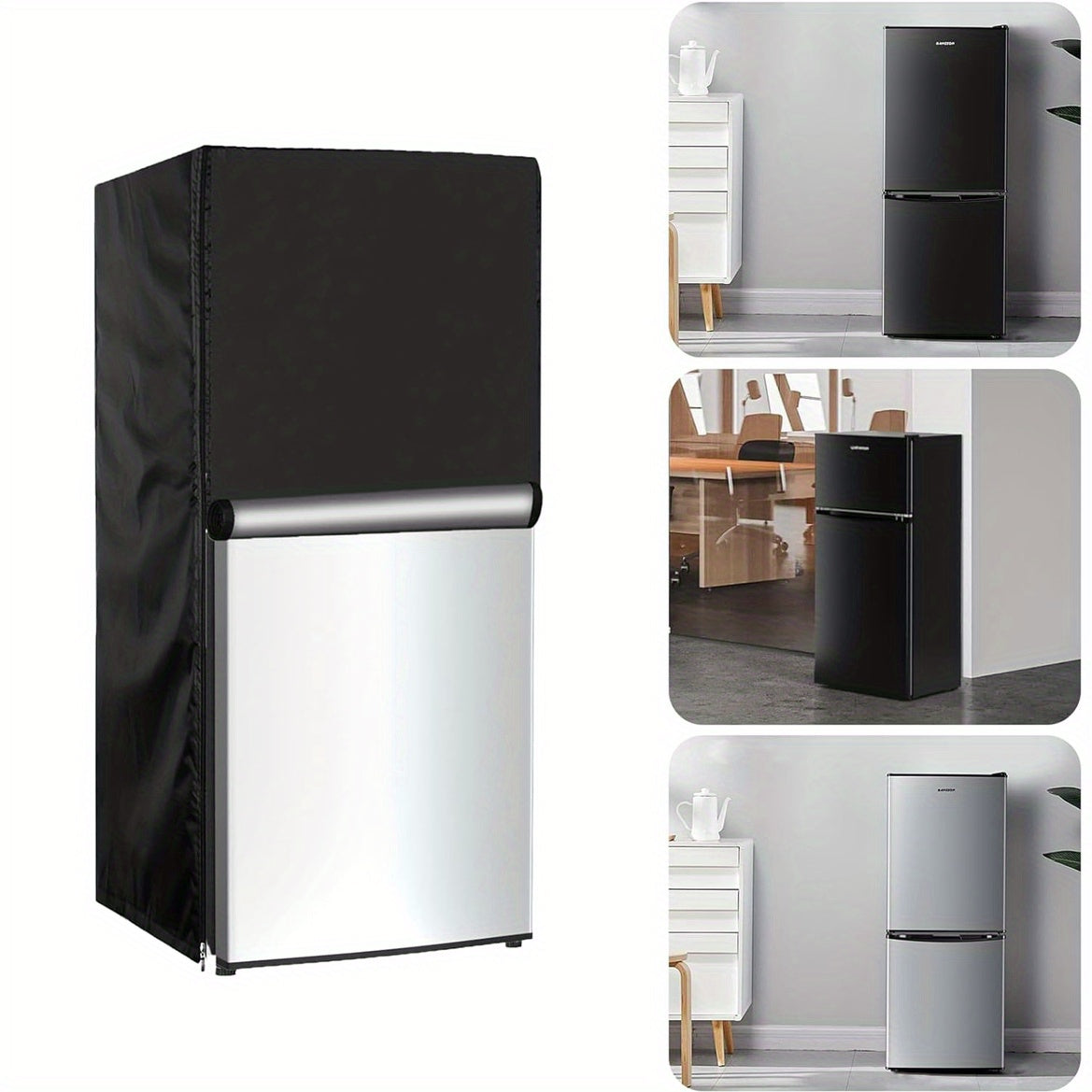 Outdoor Waterproof Refrigerator Cover for Upright Freezers Black 58.42cm W x 58.42cm D x 142.24cm H