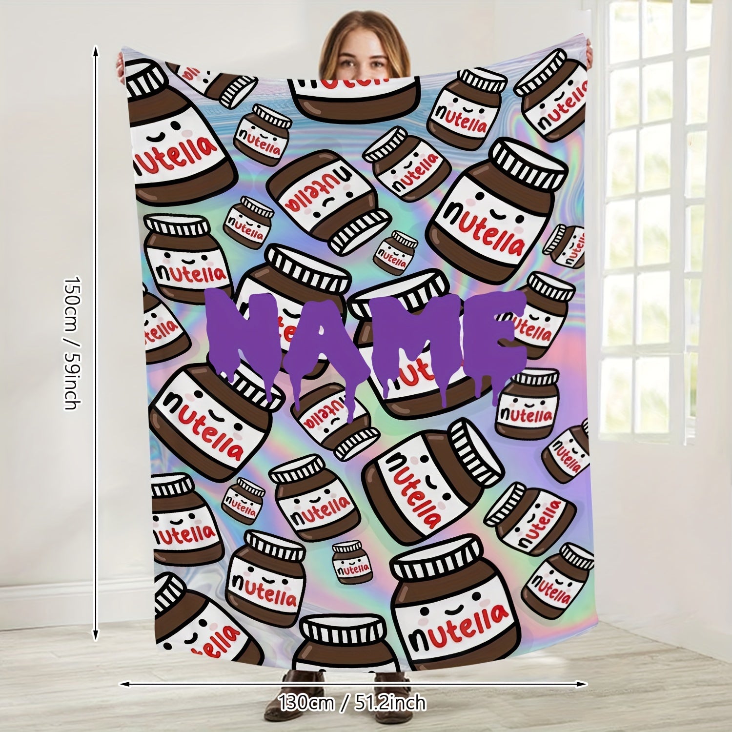 Custom Cartoon Nutella Pattern Flannel Fleece Blanket for Bed Couch Camping