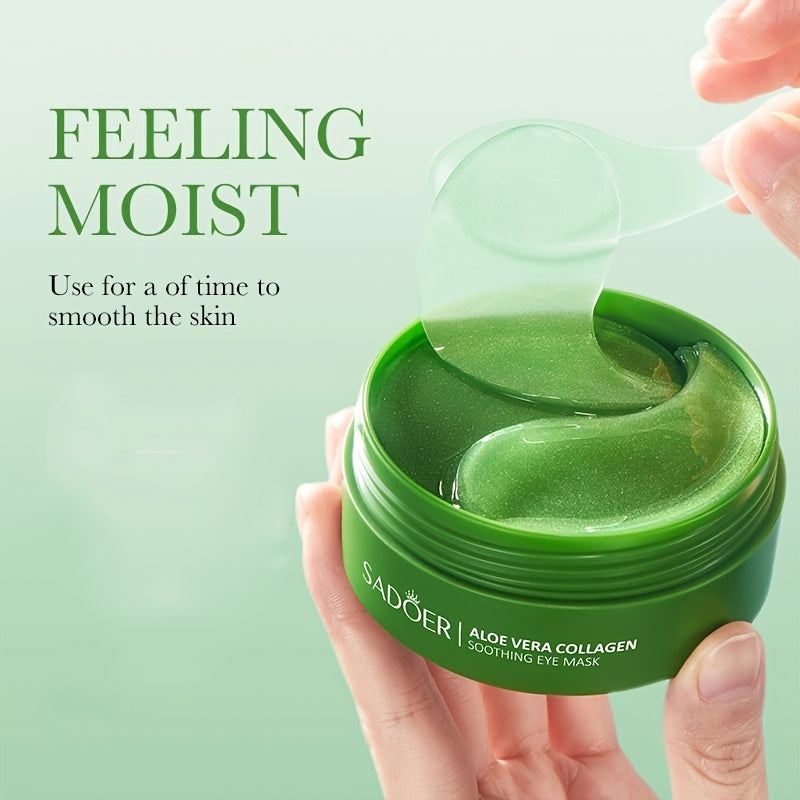 60 Aloe va Kollagen Ko'z Maskalari, Chuqur Namlantirish, Qattiqlashtirish va Tekislash uchun, Barcha Terilar Turi uchun Mos, Gippoallergen