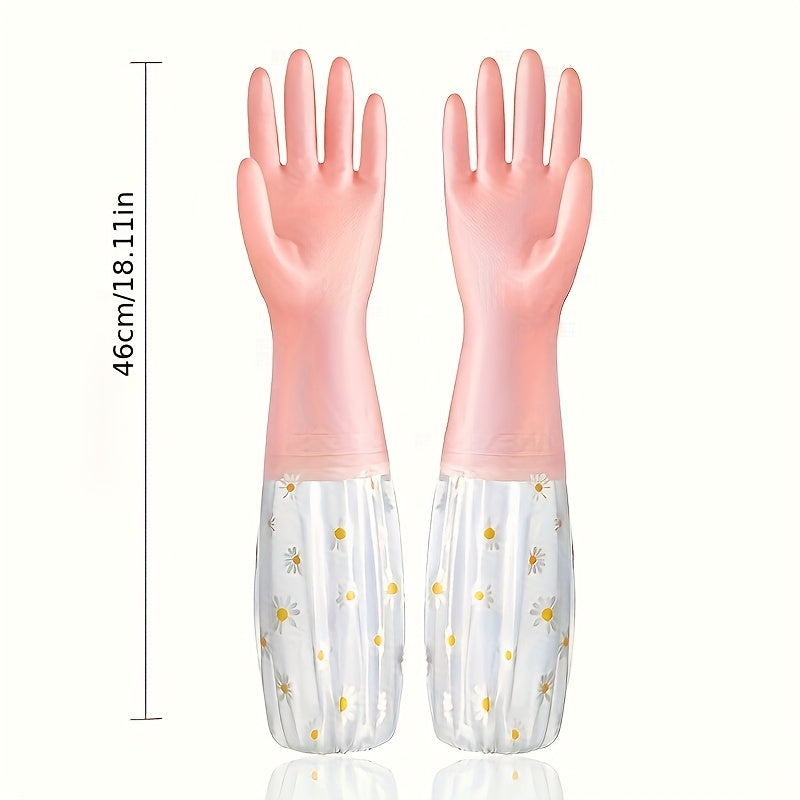 Waterproof PVC Cleaning Gloves Non-Slip Grip Kitchen Bathroom Home Use