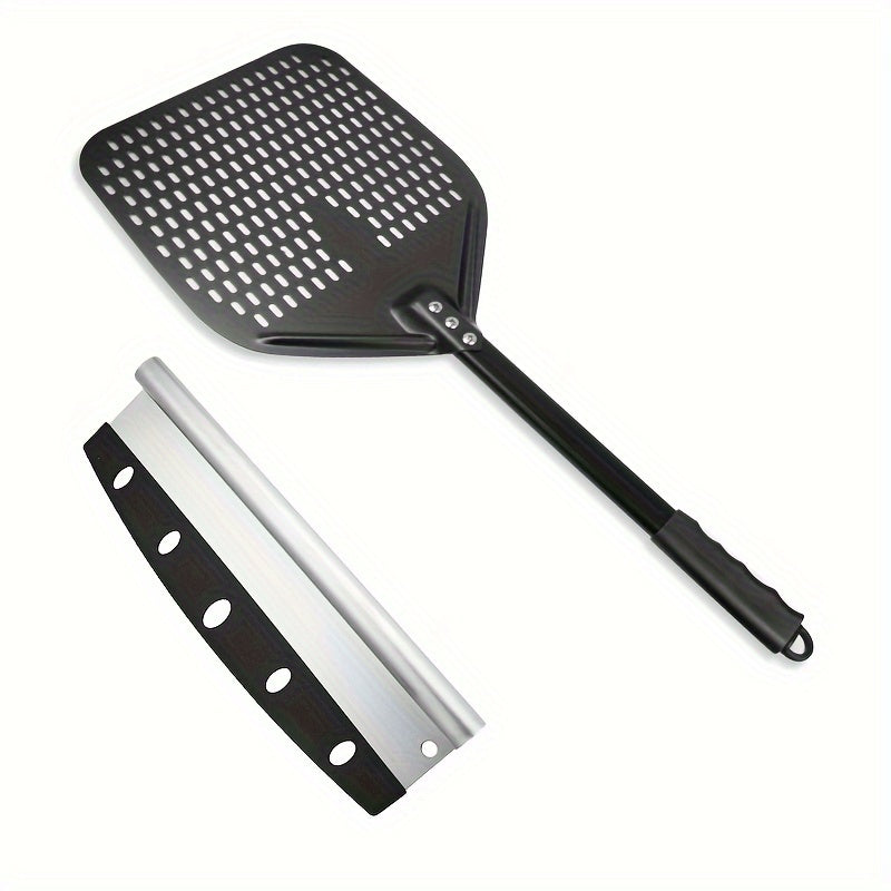 2 ta Pitsa Qaychi to'plami - Pishirish uchun kuchli alyuminiy va zanglamaydigan po'latdan yasalgan kesgich, Pitsa taxtasi kiritilgan