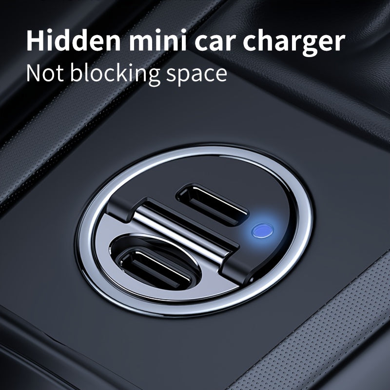 Mini Fast Charging Car Charger Dual Port Type C PD3.0 Portable Matte