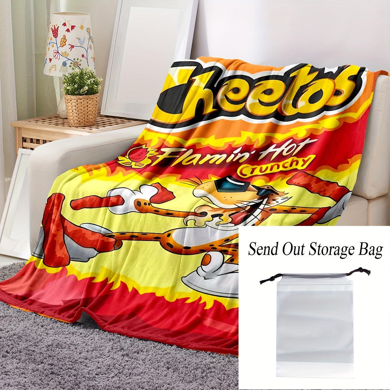 Crunchy Design Flannel Throw Blanket with Digital Print for Office Home and Travel