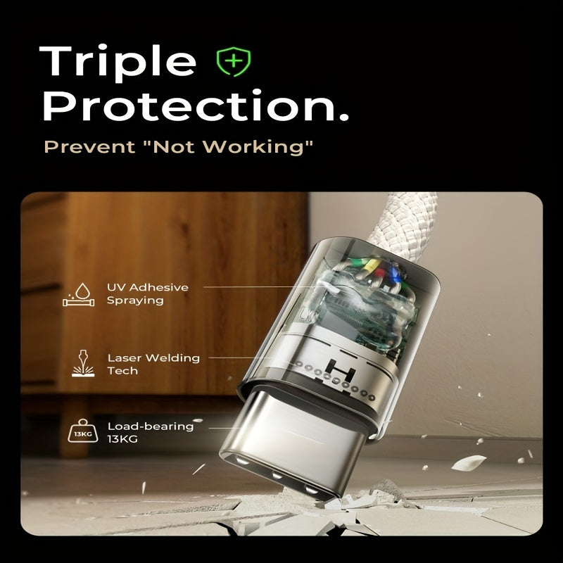 240W USB-C Charging Cable Nylon Tinned Copper Fast Data Transfer Compatible with iPhone Samsung MacBook Dell