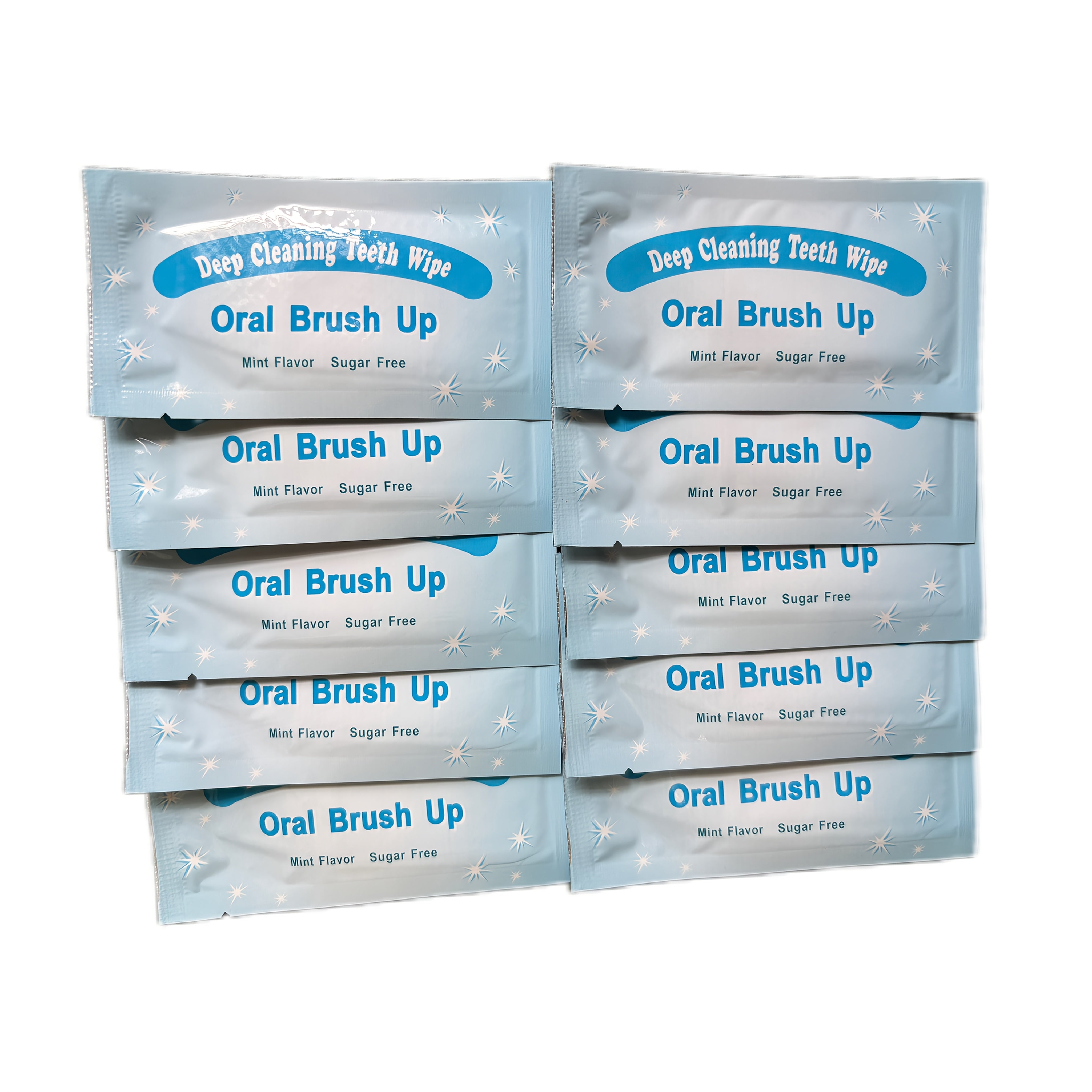 10Pcs Deep Clean Teeth Wipes Blue White Travel Dental Oral Hygiene